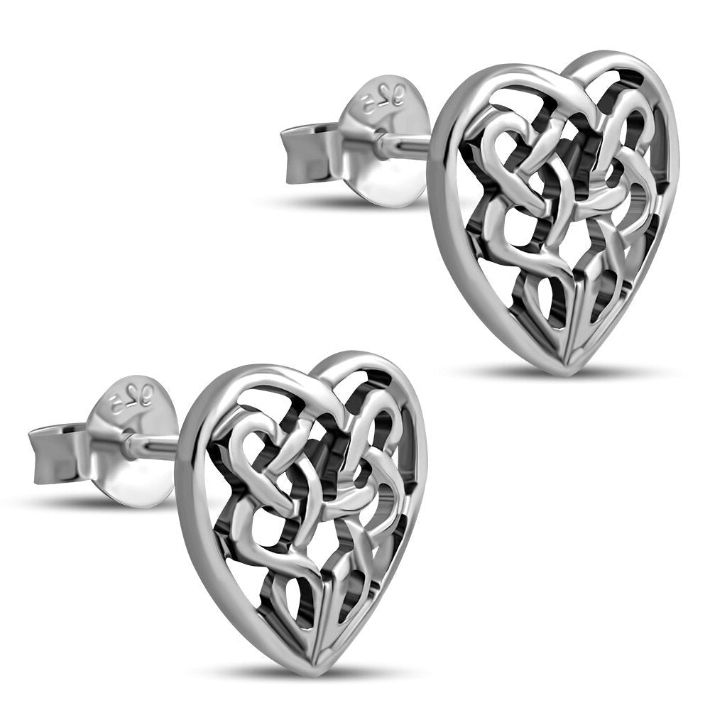 Celtic Knot Earrings-  Heart Knot Studs