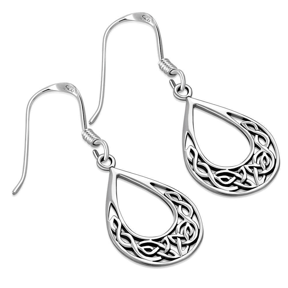 Celtic Knot Earrings - Teardrop with Half Moon