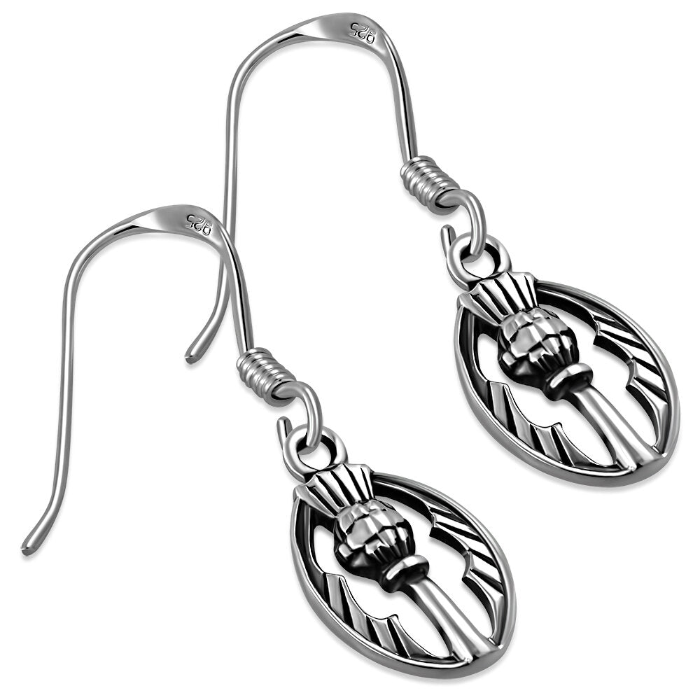 Scottish Thistle Earrings- Oval Emblem (Small)