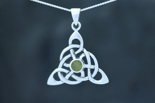 Triquetra Stone Pendant - Knotted Trinity with Scottish Marble