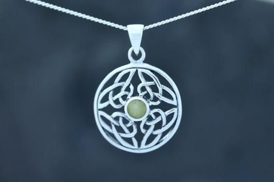 Celtic Stone Pendant-Celtic Shield Knot with Scottish Marble