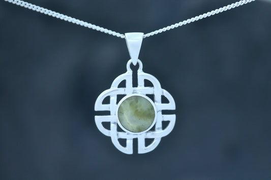 Celtic Stone Pendant - Quaternary Knot Pendant with Scottish Marble