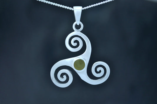 Triskele Stone Pendant - Triple Spiral with  Scottish Marble