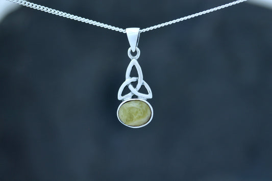 Scottish Marble Pendant - Triquetra Oval Drop