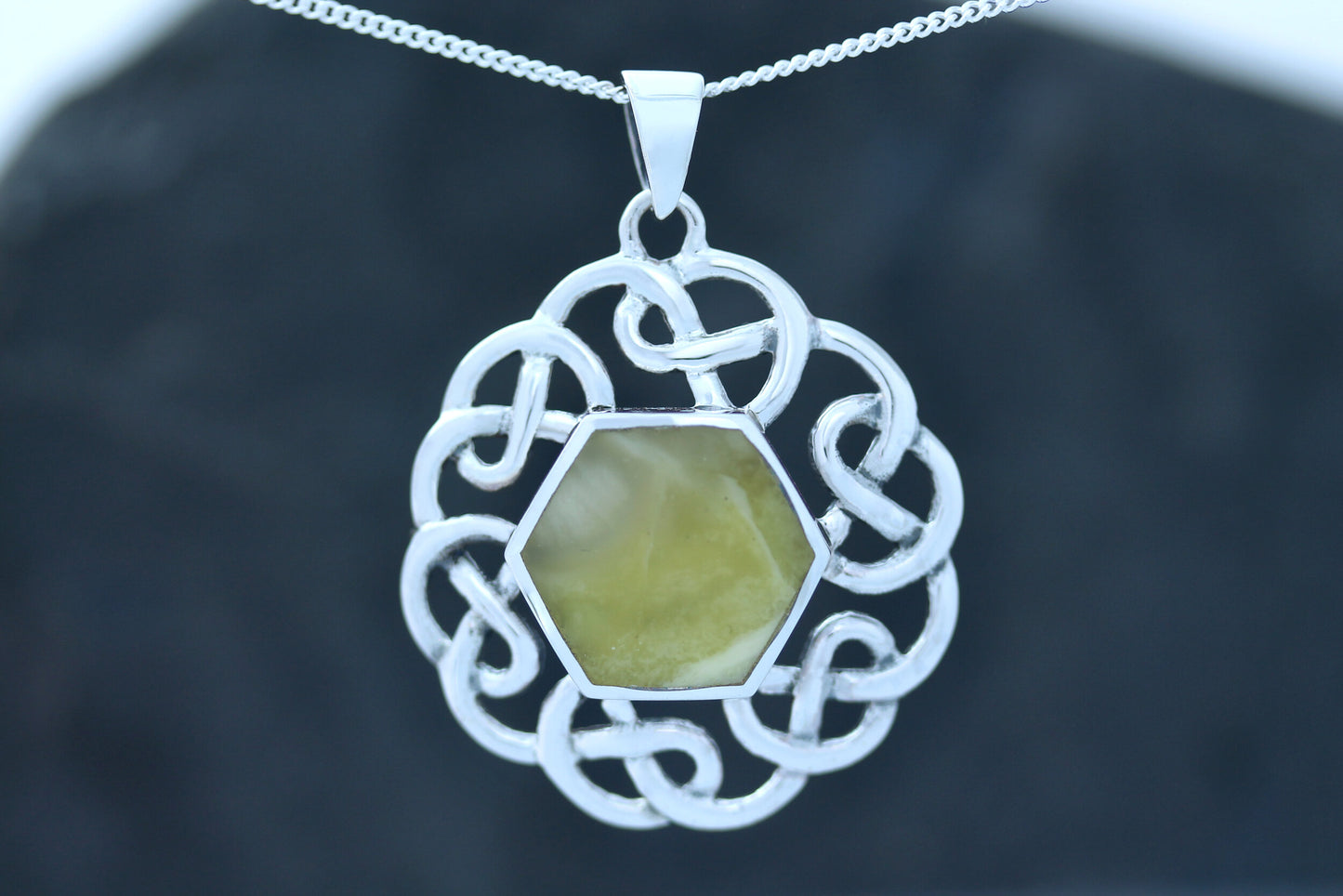 Scottish Marble Pendant - Six Knot with Hexagon