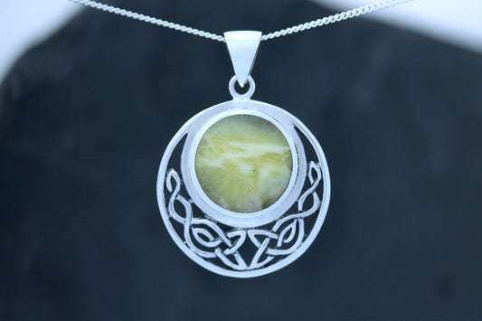 Scottish Marble Pendant-  Big Half Filled Moon