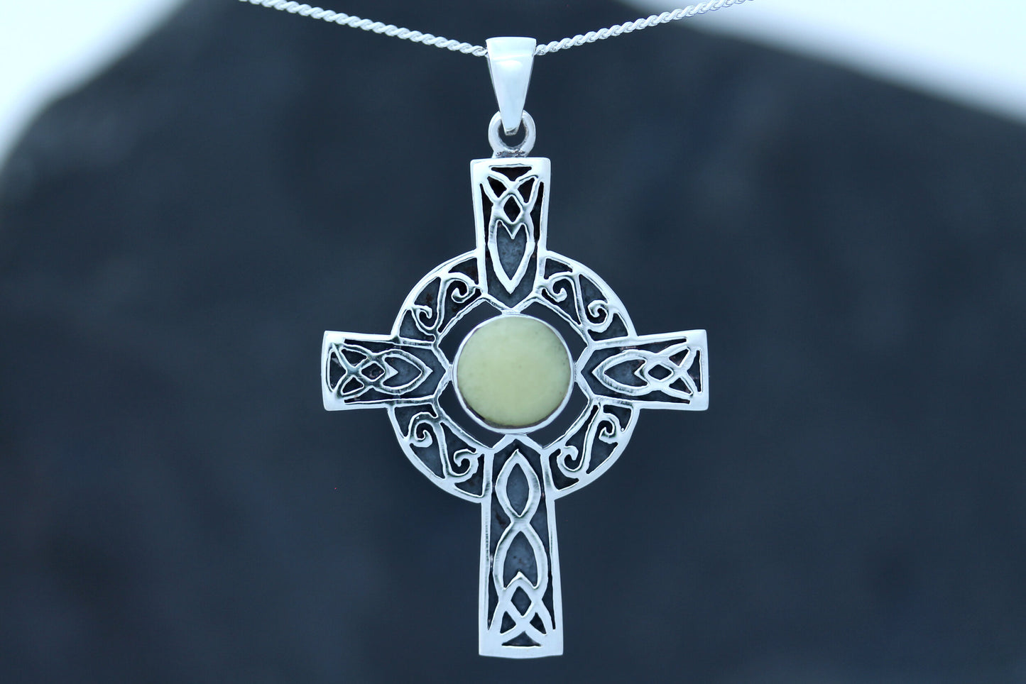 Celtic Cross Pendant-Antique Celtic Tradition with Scottish Marble