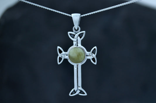 Celtic Cross Pendant - Trinity Arms with Scottish Marble