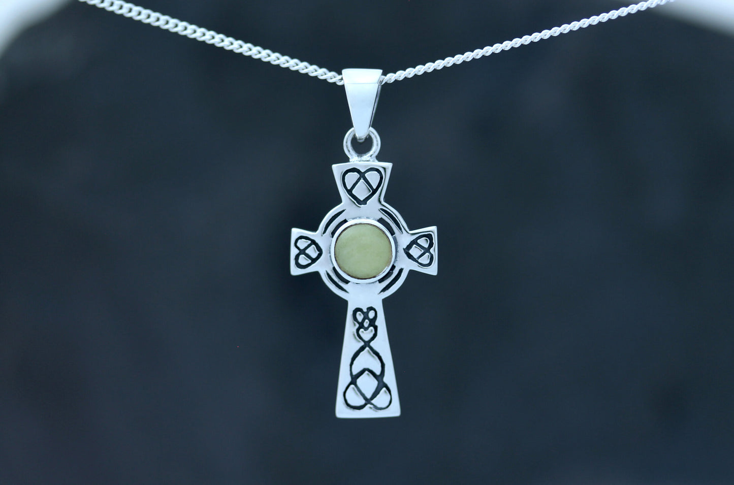 Celtic Cross Pendant- Looped Heart with Scottish Marble
