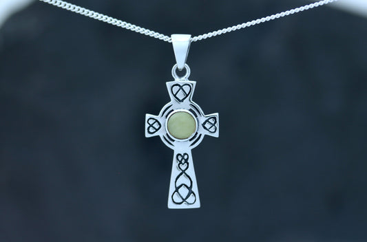 Celtic Cross Pendant- Looped Heart with Scottish Marble