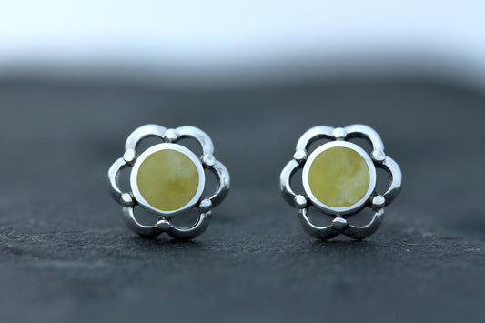 Scottish Marble Studs - Flower