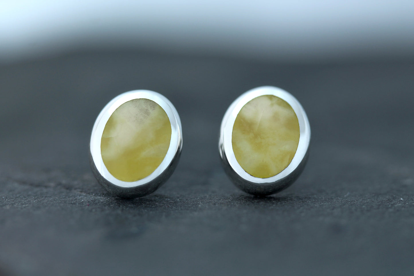 Scottish Marble Studs - Thick Oval