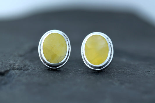 Scottish Marble Studs - Carved Oval Setting