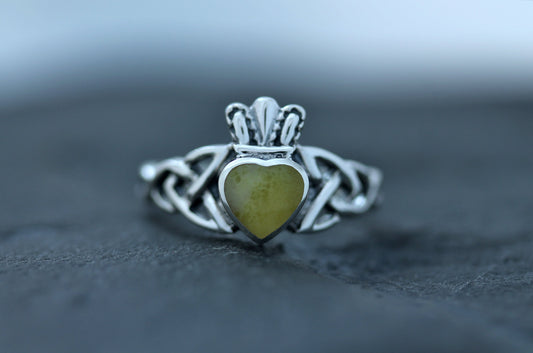 Claddagh Ring - Trinity Knot Royal Crown with Scottish Marble