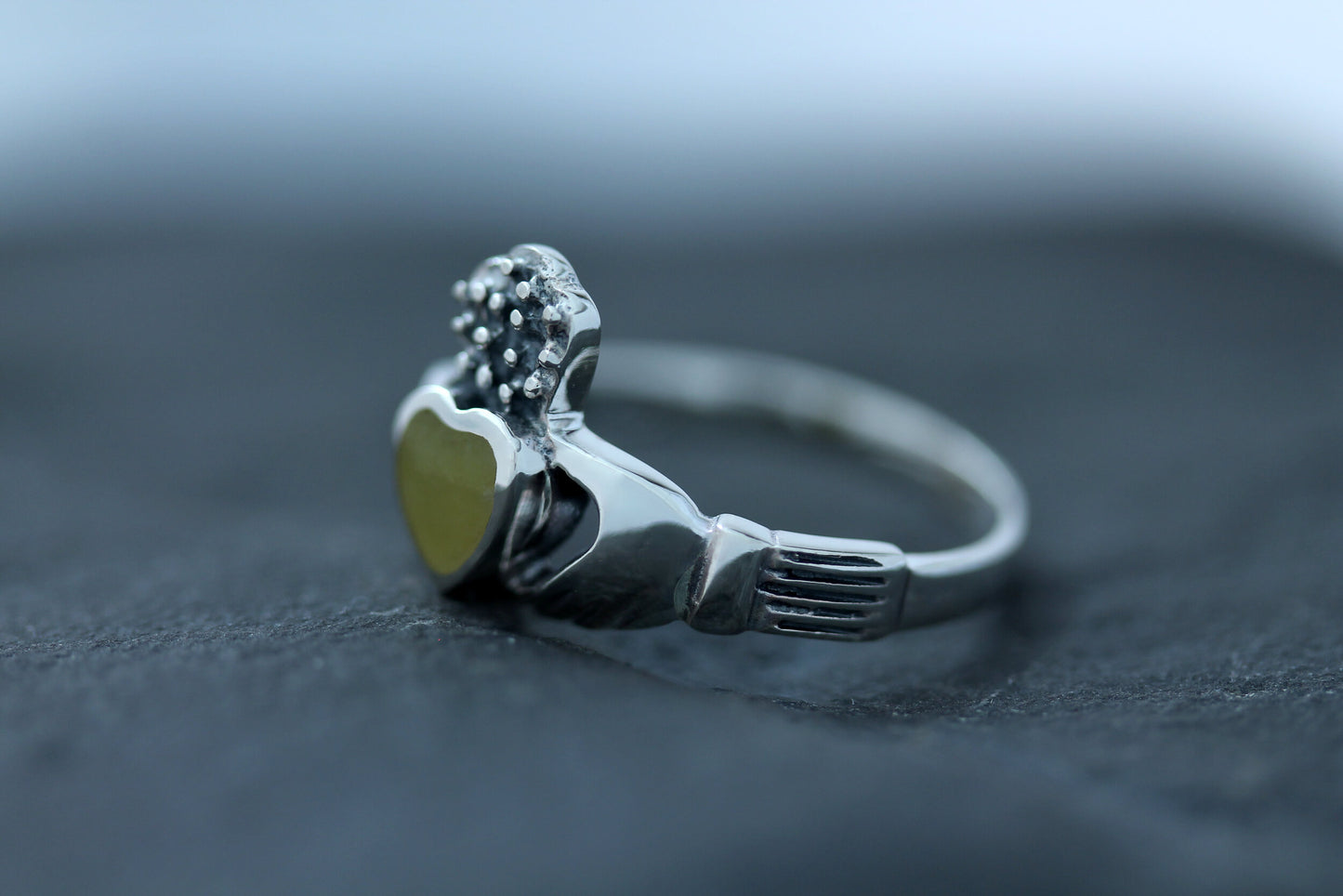 Claddagh Ring - Dotted Crown with Scottish Marble