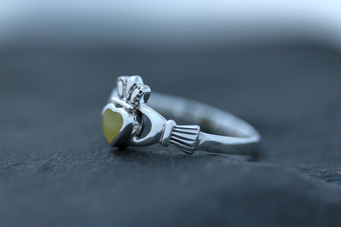 Claddagh Ring - Dainty Royal Crown with Scottish Marble
