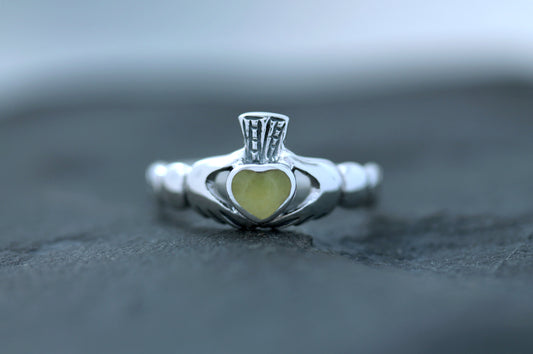 Claddagh Ring- Flat Crown with Scottish Marble