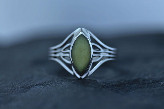 Scottish Marble Ring- Celtic Diamond with Marquee Centre