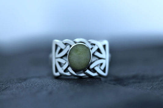 Scottish Marble Ring- Regal Celtic Rectangle