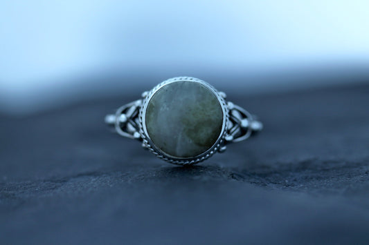 Scottish Marble Ring- Vintage Flower Setting