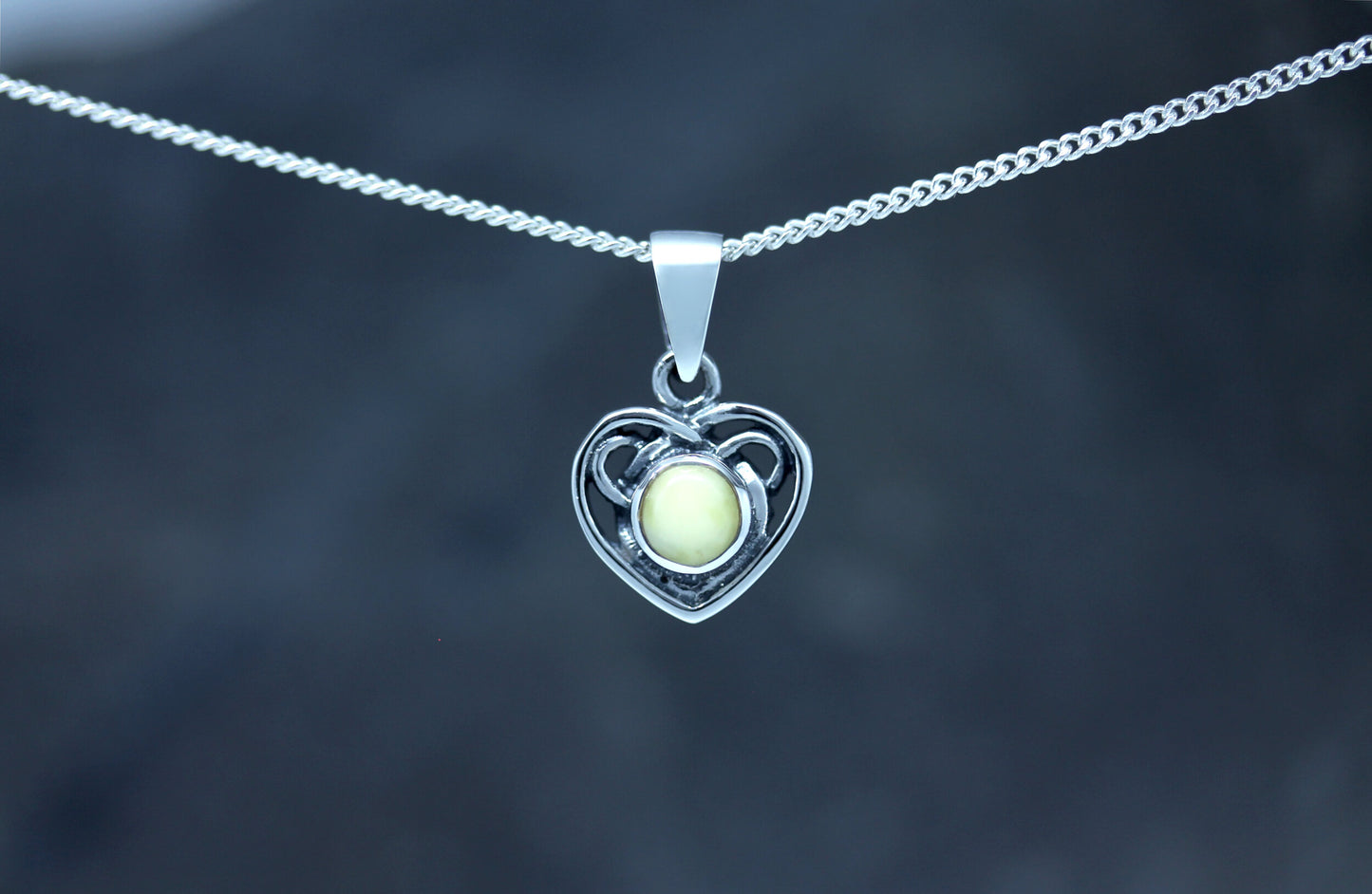 Scottish Marble Pendant - Love Heart with Beam