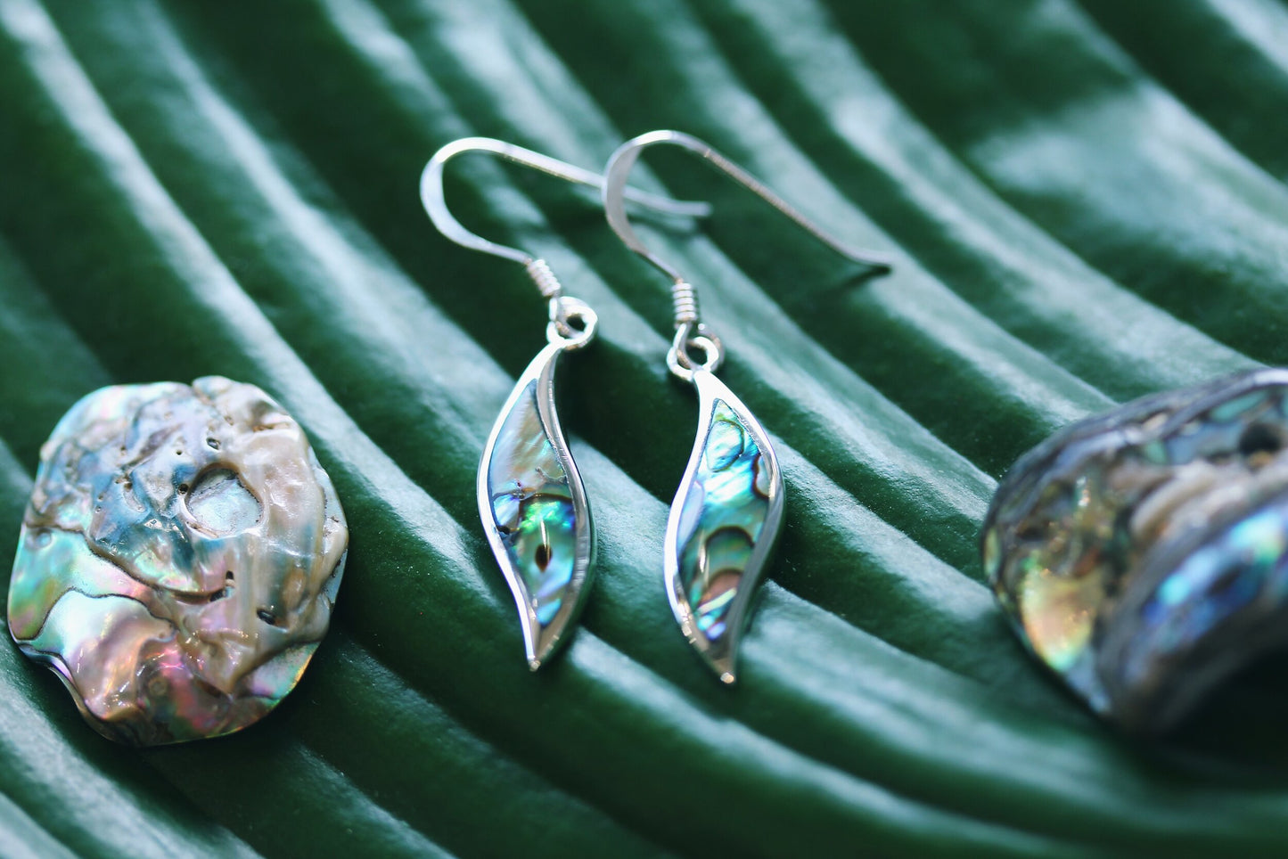Contemporary Stone Earrings - Brushstrokes with Abalone Shell