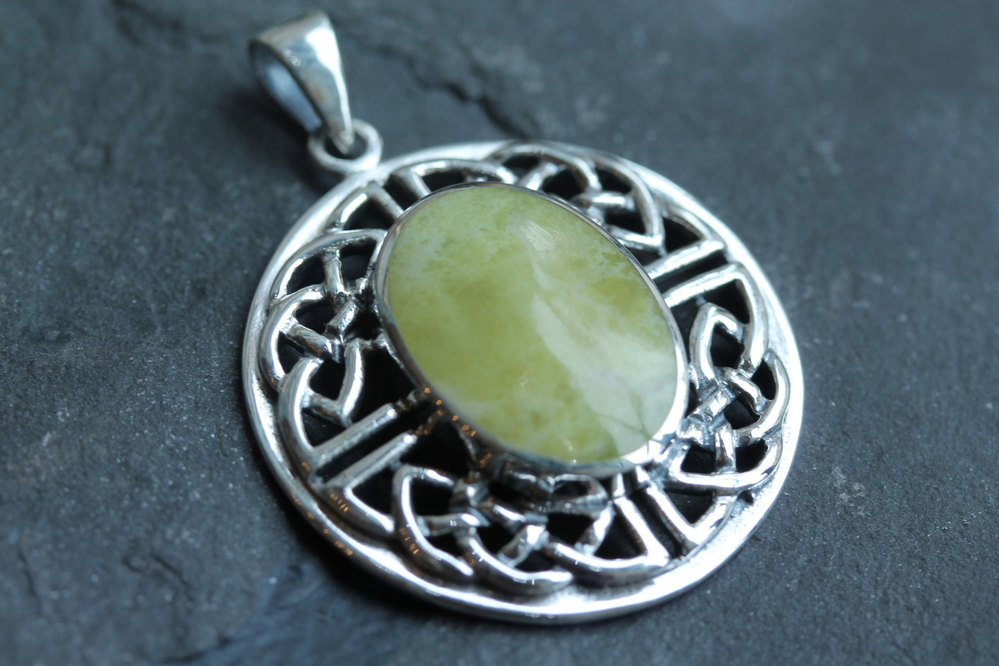 Celtic Stone Pendant- Quaternary Shield with Scottish Marble