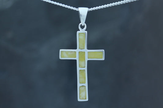 Scottish Marble Pendant - Smooth Cross with Panels