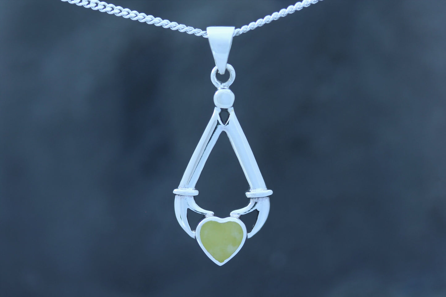 Claddagh Pendant - Claddagh Hands to Heart with Scottish Marble