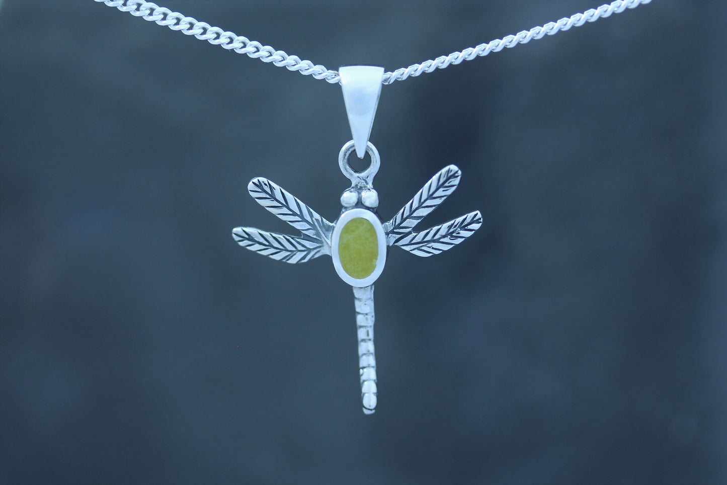 Scottish Marble Pendant- Dainty Dragonfly with Scottish Marble
