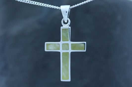 Scottish Marble Pendant - Smooth Cross with Panels