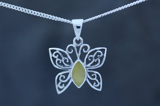 Scottish Marble Pendant - Butterfly with Filigree Arms