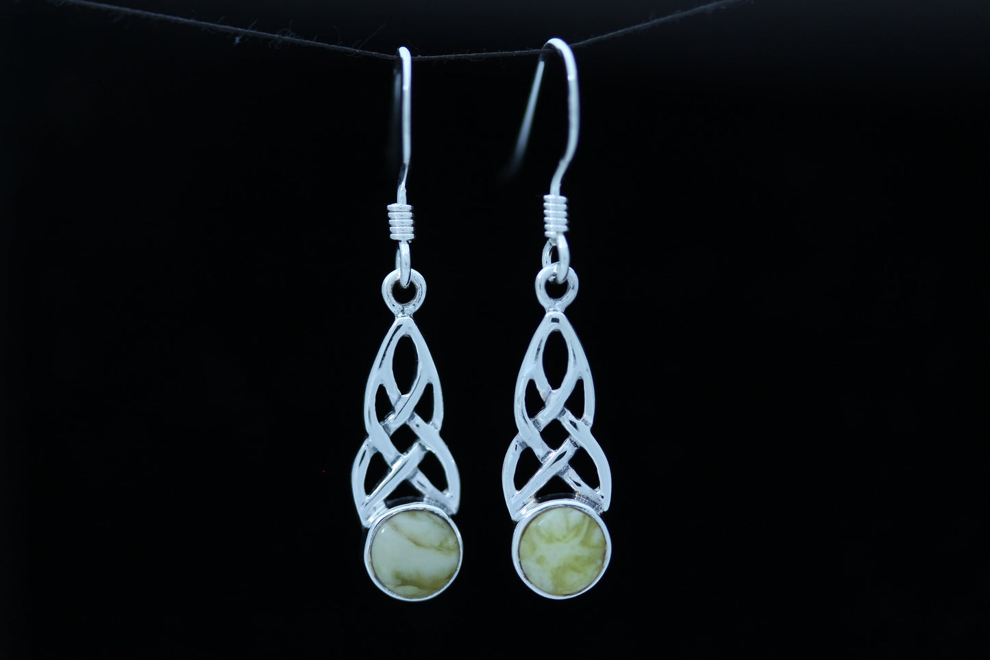 Scottish Marble Earrings - Tapered Celtic Knot Drop