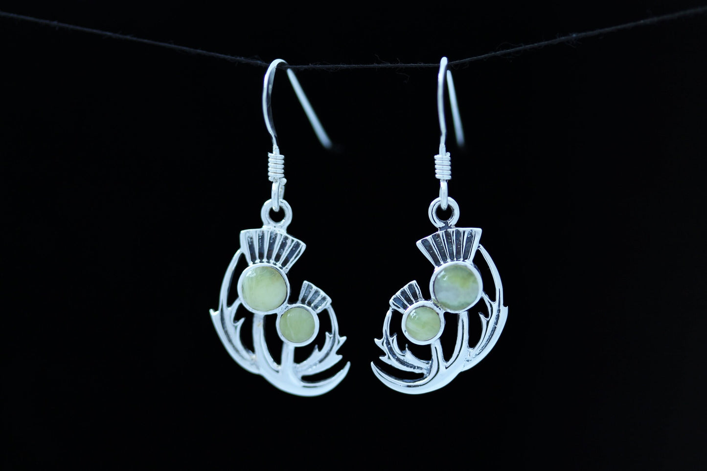 Scottish Thistle Earrings Scottish Marble - Half Moon Leaves