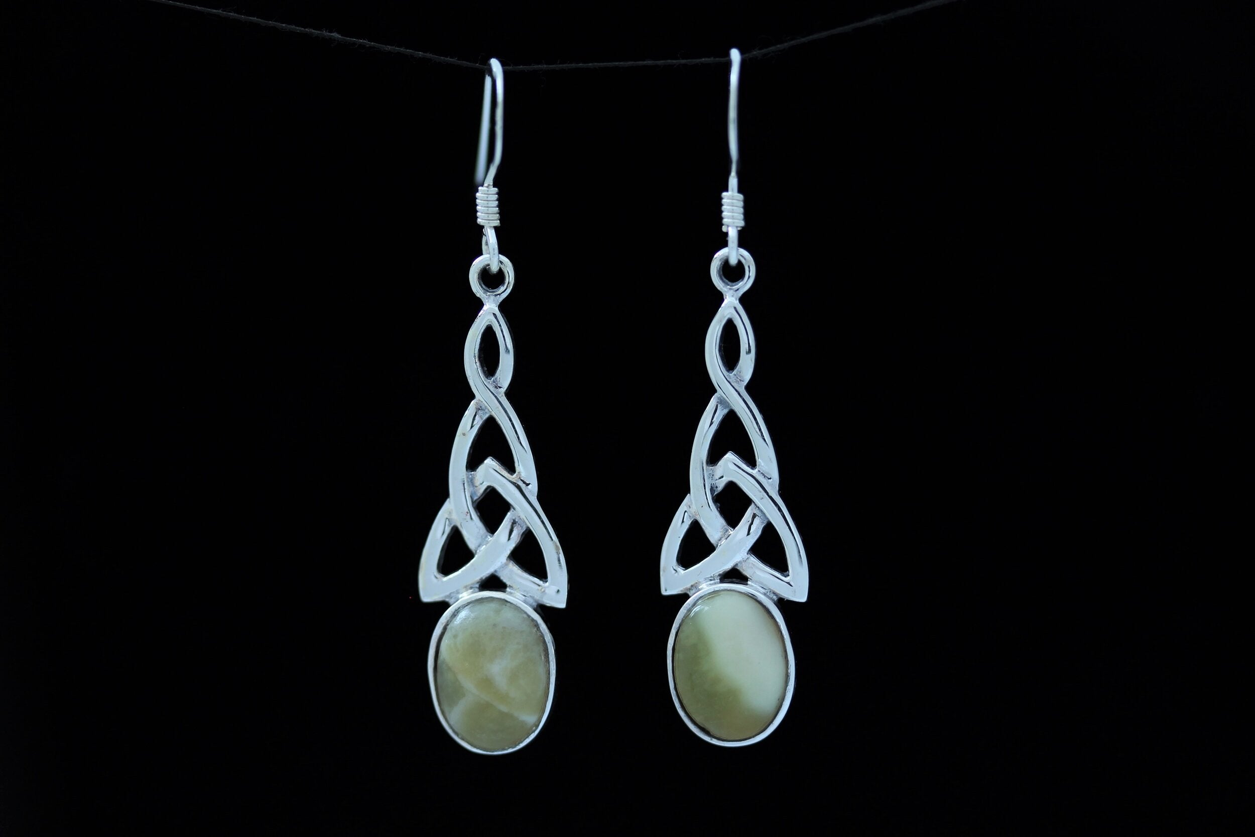 Scottish Marble Earrings - Trinity Loop Drop – Celtic Design Scotland
