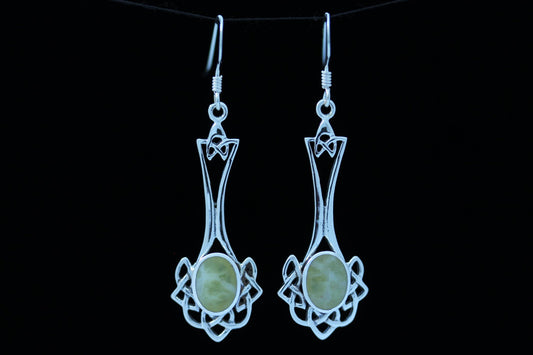 Scottish Marble Earrings - Long Knotted Drop