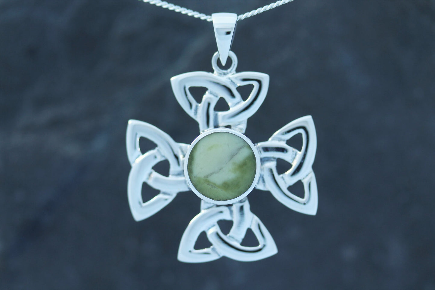 Scottish Marble Pendant - Celtic Wheel Cross (Large)
