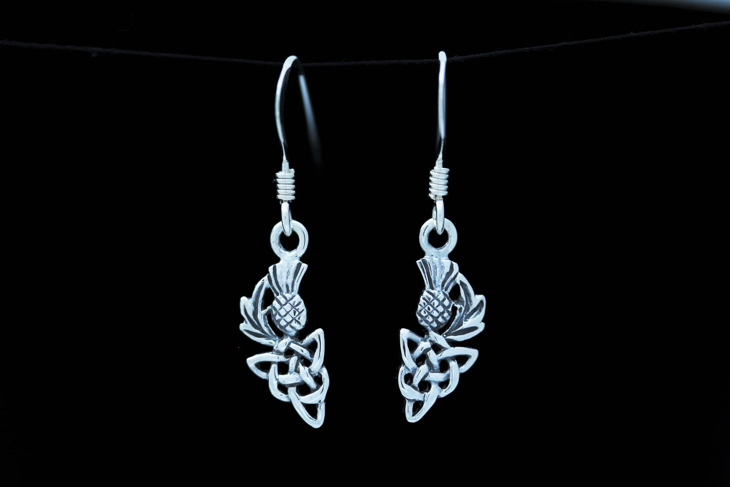 Scottish Thistle Earrings - Small Celtic Knot Roots