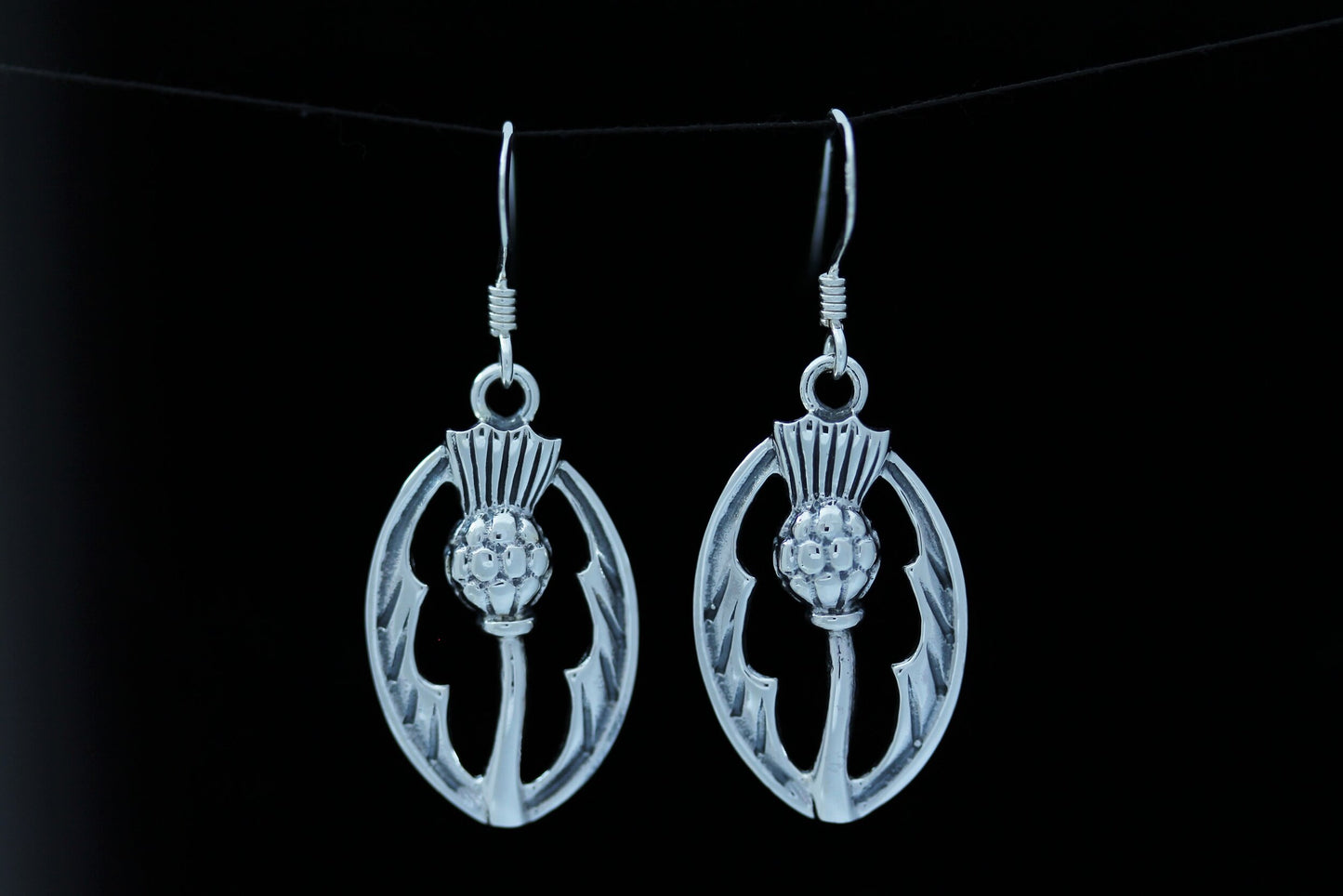 Scottish Thistle Earrings - Oval Emblem (Large)