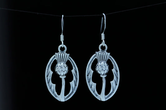 Scottish Thistle Earrings - Oval Emblem (Large)