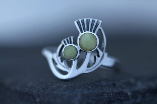 Scottish Thistle Ring - Double Flower with Scottish Marble