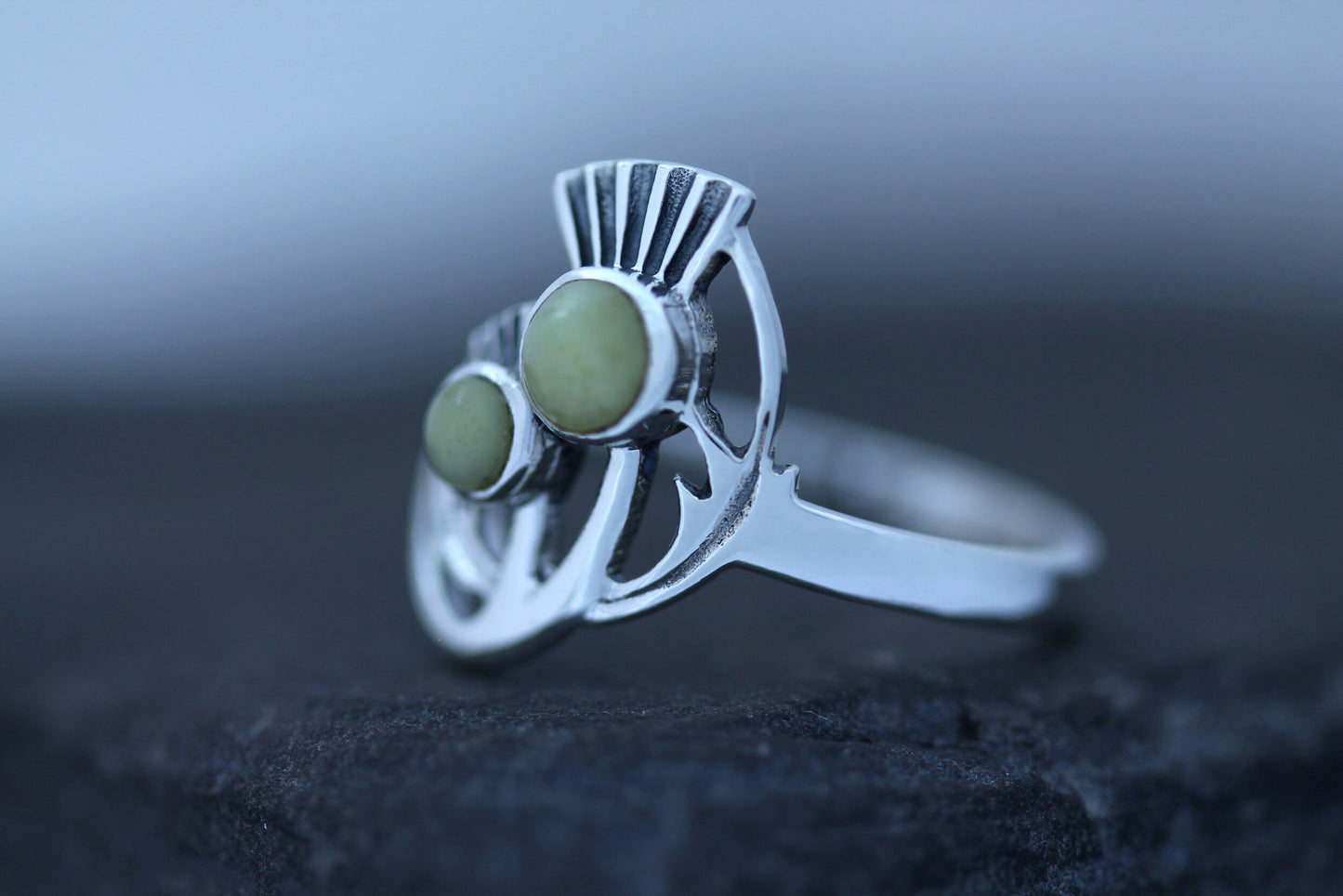 Scottish Thistle Ring - Double Flower with Scottish Marble