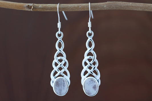 Celtic Knot Earrings - Thick Weave with Moonstone