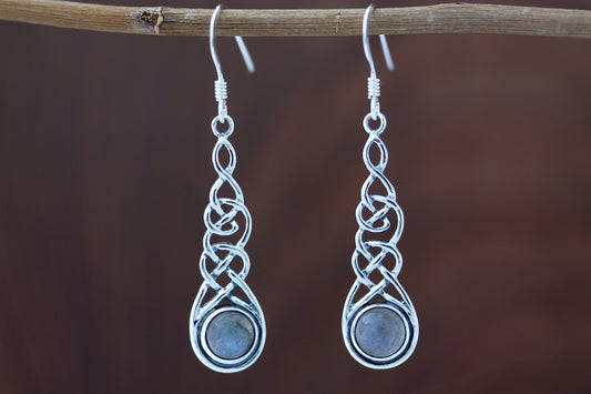 Celtic Knot Earrings - Thin Weave with Labradorite