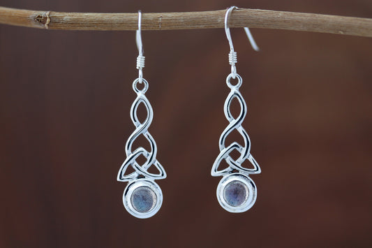Triquetra Earrings - Looped Triquetra with Labradorite