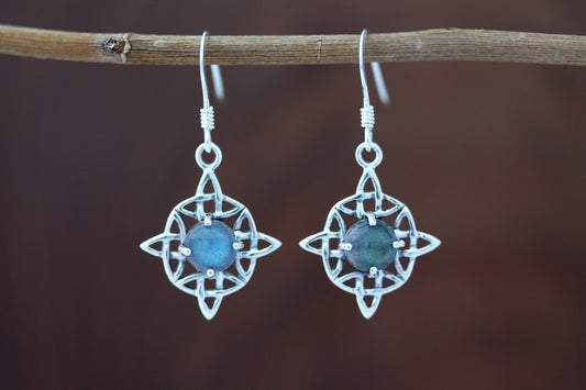 Celtic Knot Earrings - Dara Knot with Labradorite