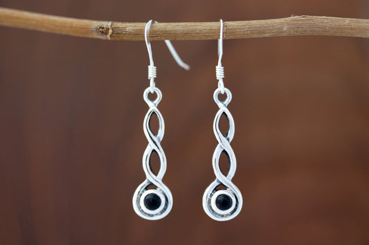 Celtic Knot Earrings - Simple Loop with Black Onyx