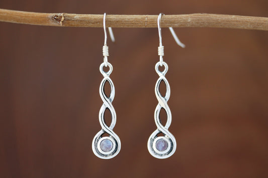 Celtic Knot Earrings - Simple Loop with Moonstone