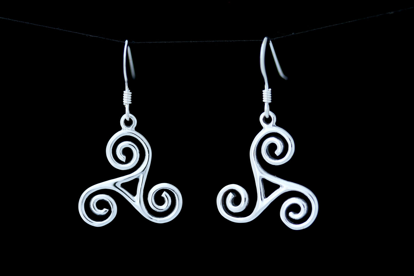 Triskele Earrings - Triple Spiral with Window (Large)