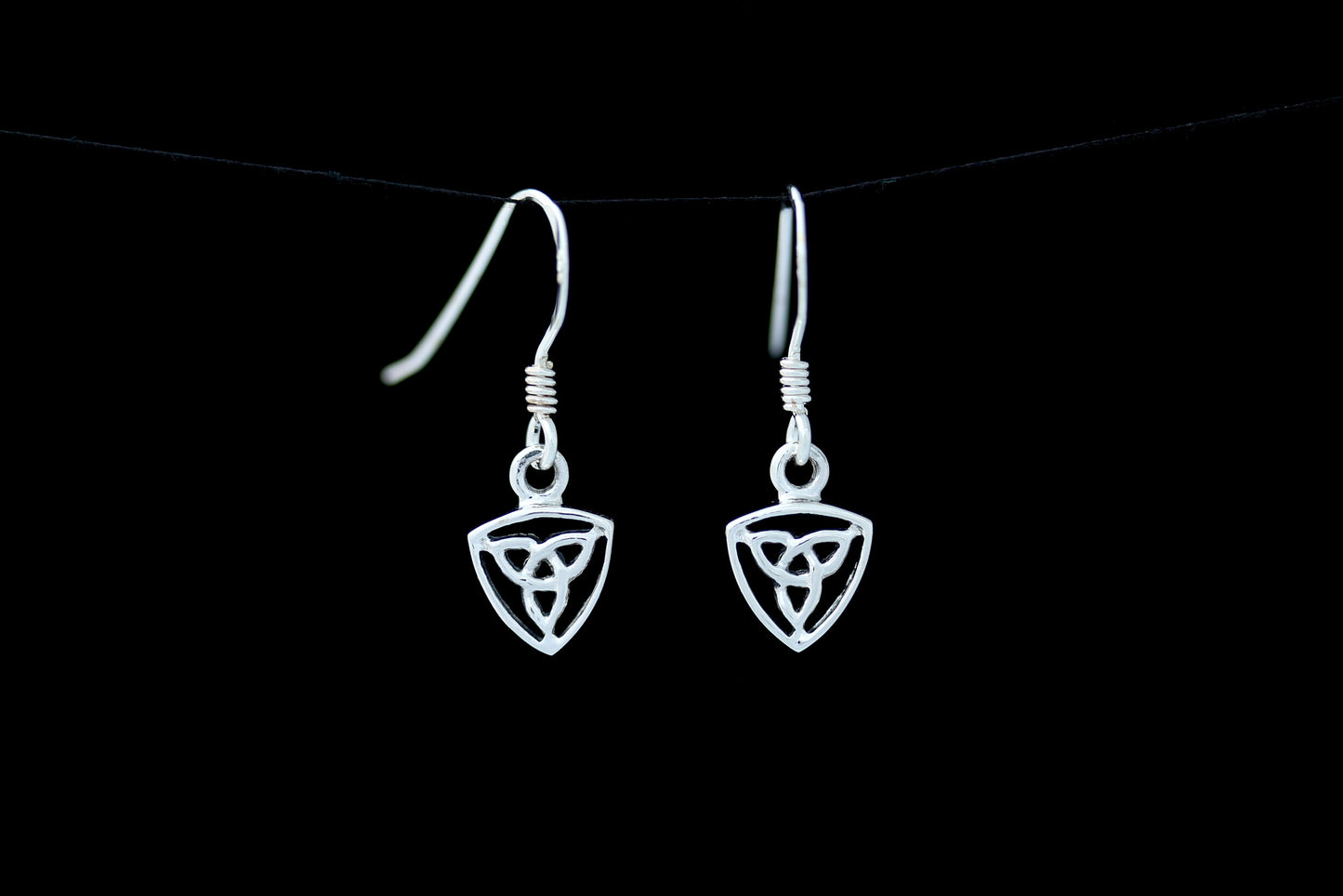 Triquetra Earrings - Downward Framed Trinity (Small)